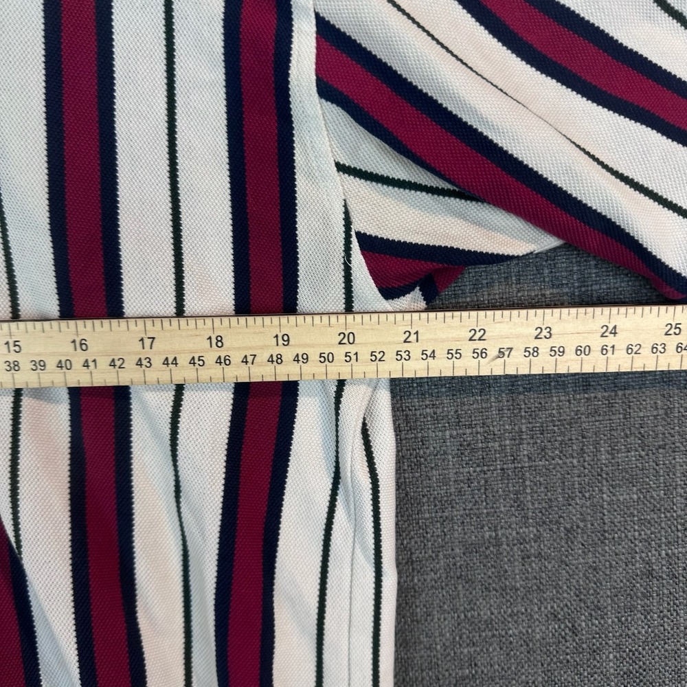 Tommy Hilfiger Mens Striped Short Sleeve Polo Shirt‎ Burgundy White Navy Blue L - Picture 2 of 6